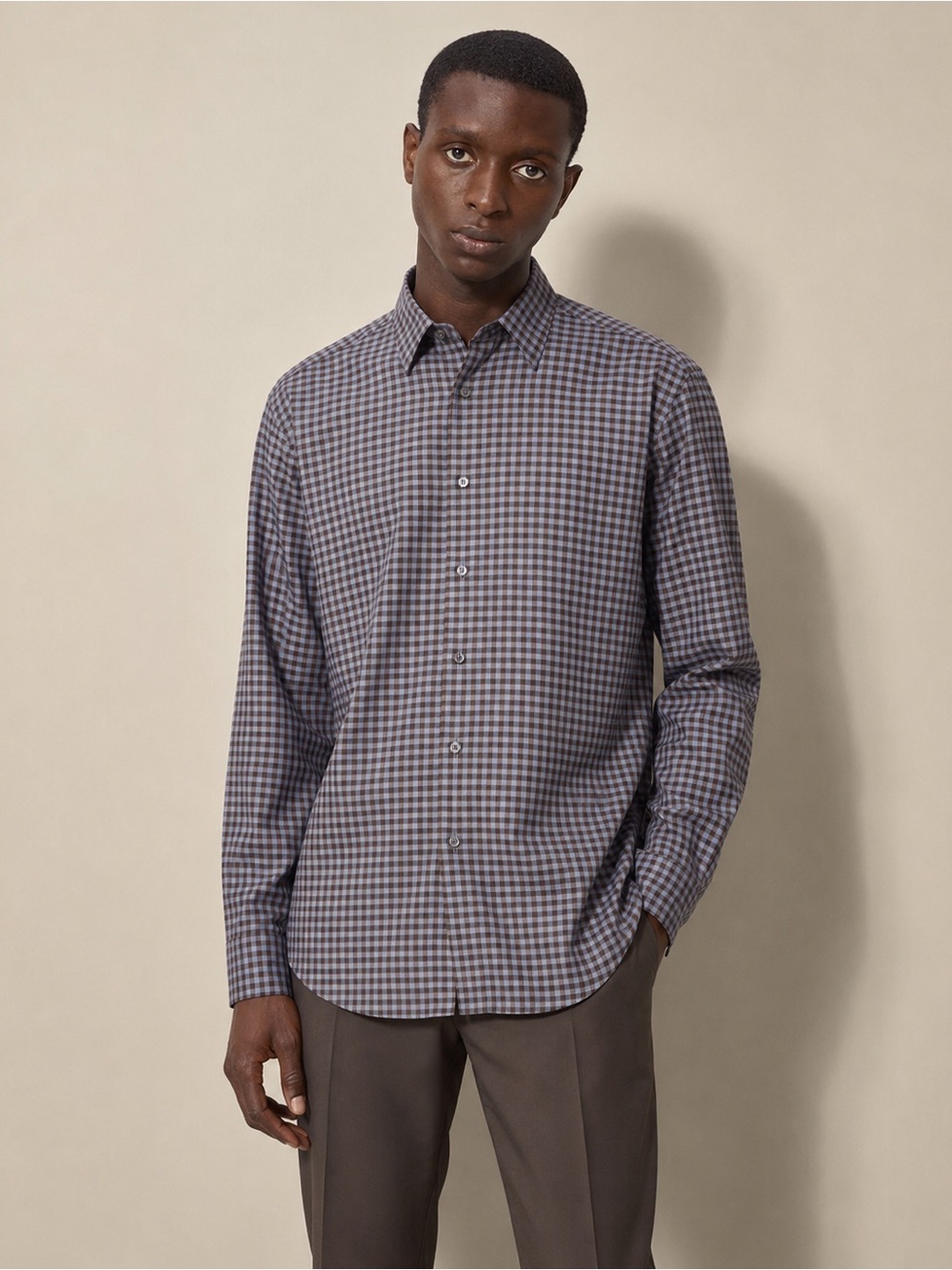 Ermenegildo Zegna Centoquaranta Twill Check Button Down Shirt